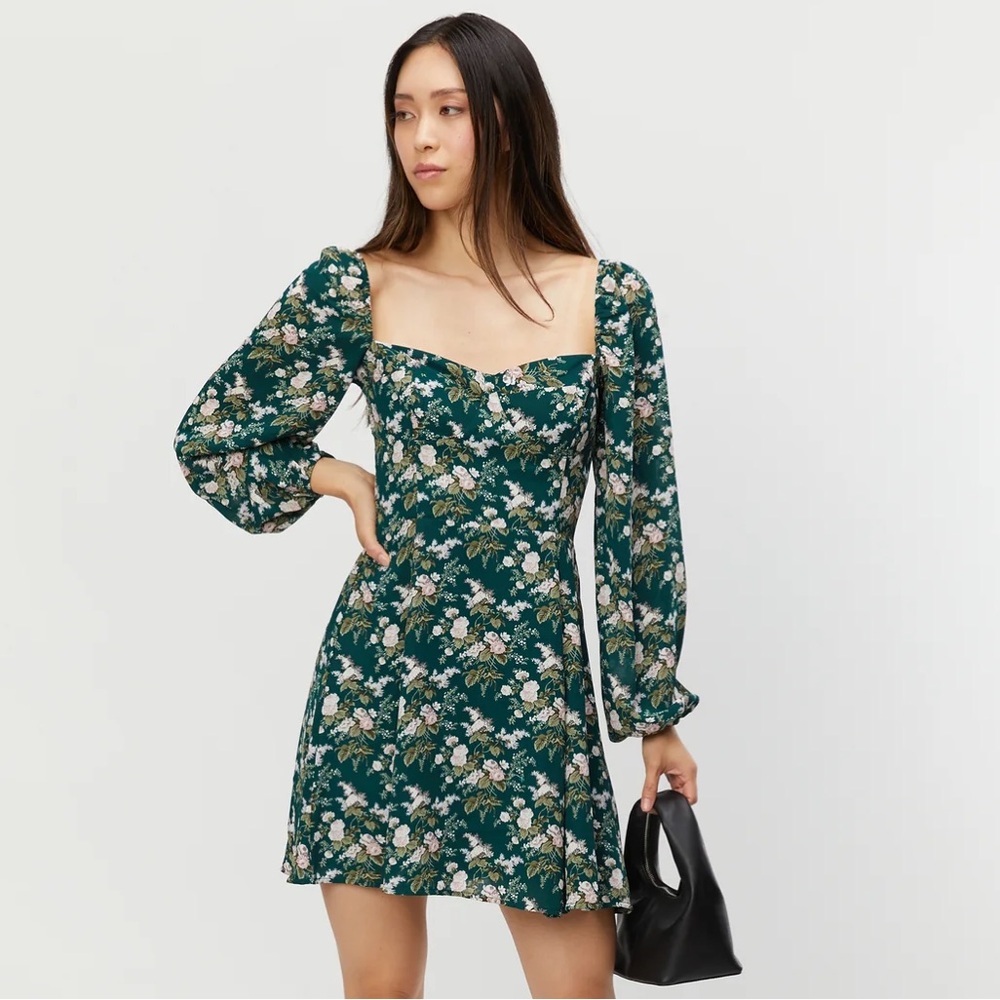 OAK + FORT Square Neck Dress in Seamoss Floral 🌸🌼 • Size S